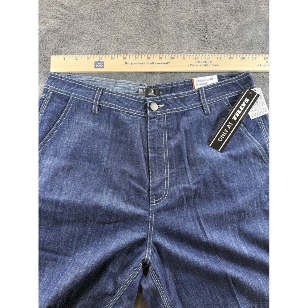 Volcom Painterly Carpenter Shorts Womens 32 Dark Wash Denim Low Rise - Picture 6 of 10